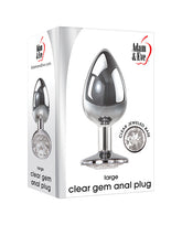 Adam & Eve Clear Gem Base Metal Anal Plug Medium Chrome Butt Plugs